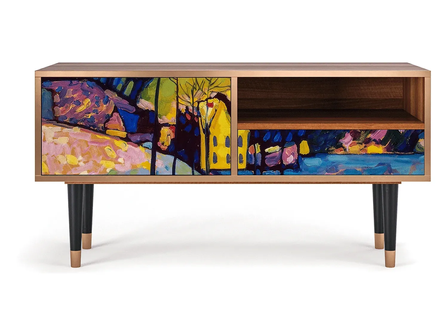 Móvel De Tv* Mueble de TV - 115х59х48 cm - T3 - Winter Landscape, Nogueira Castanho