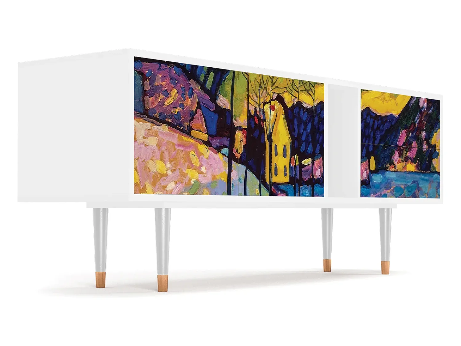 Móvel De Tv| Mueble de TV - 170х69х48 cm - T1 - Winter Landscape, Branco Bege