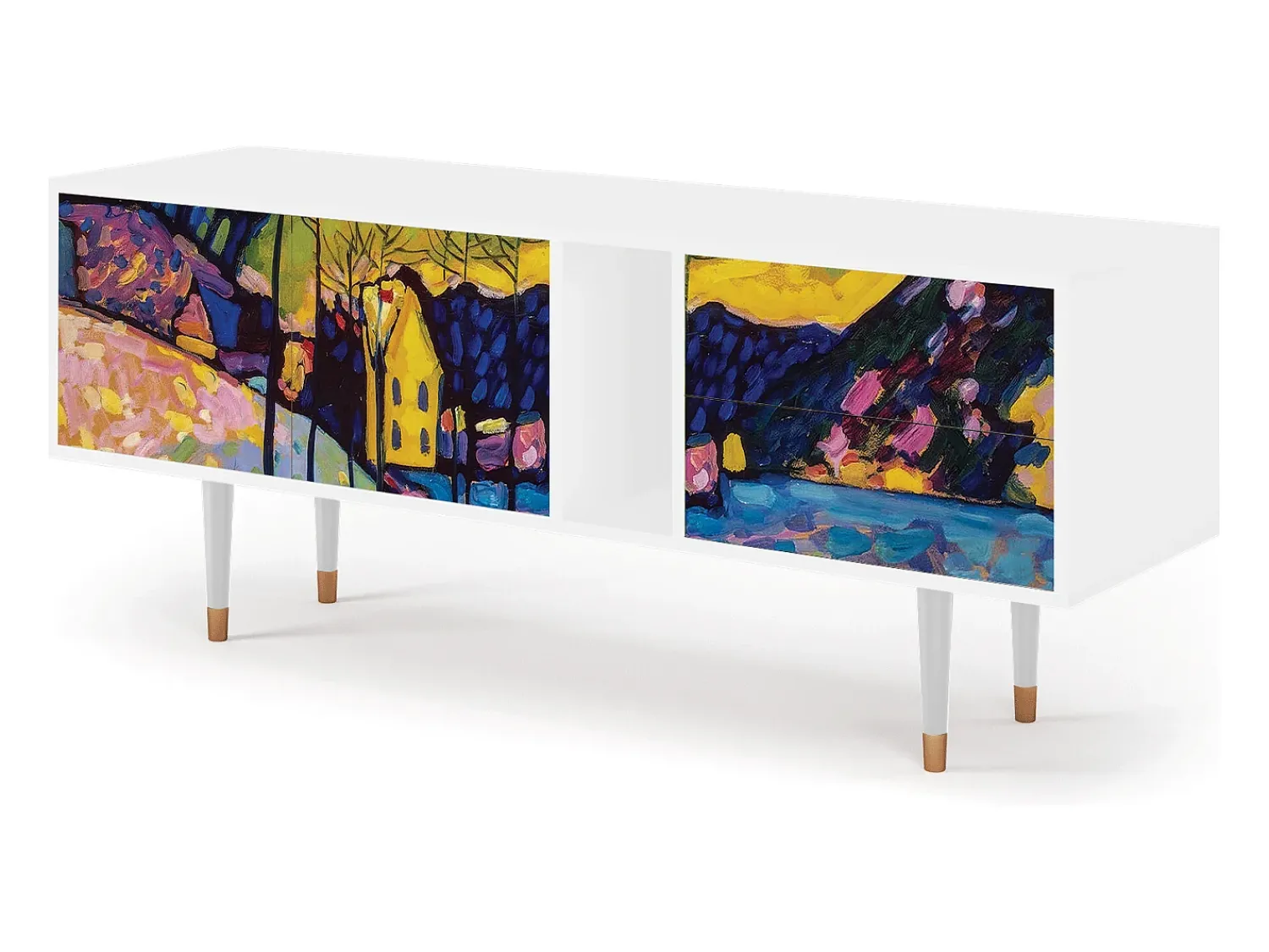 Móvel De Tv| Mueble de TV - 170х69х48 cm - T1 - Winter Landscape, Branco Bege