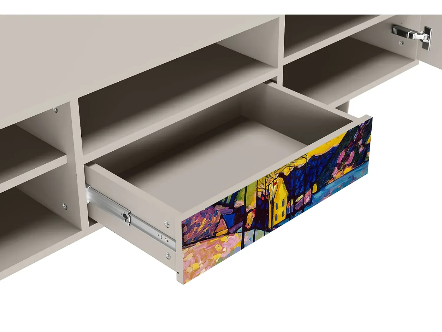 Móvel De Tv* Mueble de TV - 170х59х41 cm - T6 - Winter Landscape, Areia Bege