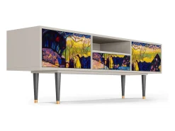 Móvel De Tv* Mueble de TV - 170х59х41 cm - T6 - Winter Landscape, Areia Bege
