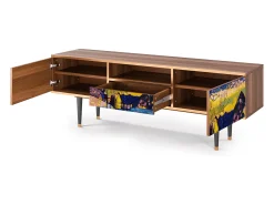 Móvel De Tv* Mueble de TV - 170х59х41 cm - T6 - Winter Landscape, Nogueira Castanho