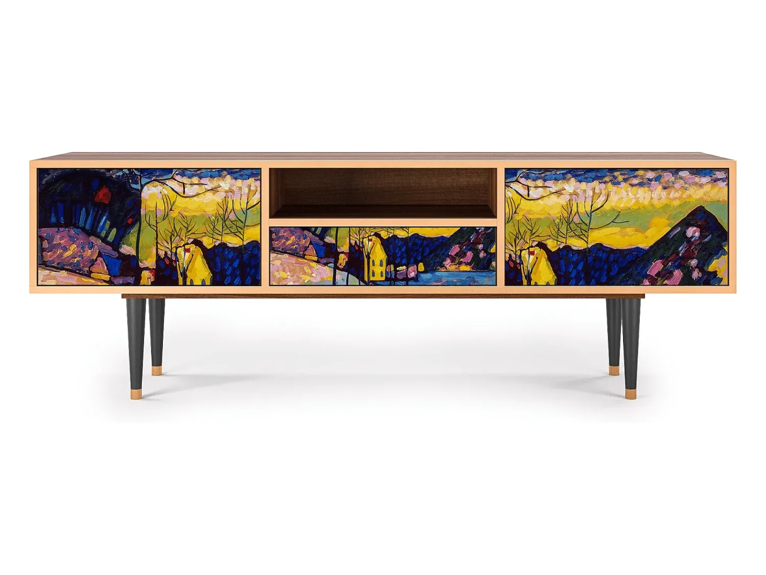 Móvel De Tv* Mueble de TV - 170х59х41 cm - T6 - Winter Landscape, Nogueira Castanho