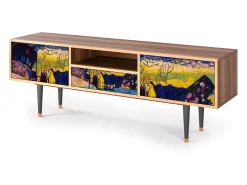 Móvel De Tv* Mueble de TV - 170х59х41 cm - T6 - Winter Landscape, Nogueira Castanho