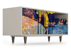 Móvel De Tv* Mueble de TV - 125х56х41 cm - T7 - Winter Landscape, Areia Bege