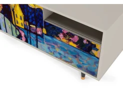 Móvel De Tv* Mueble de TV - 125х56х41 cm - T7 - Winter Landscape, Areia Bege