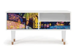 Móvel De Tv* Mueble de TV - 115х59х48 cm - T3 - Winter Landscape, Branco Bege