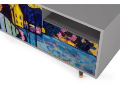 New Mueble de TV - 125х56х41 cm - T7 - Winter Landscape, Cinza Cinzento
