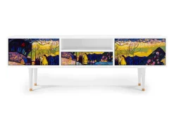 New Mueble de TV - 170х59х41 cm - T6 - Winter Landscape, Branco Bege