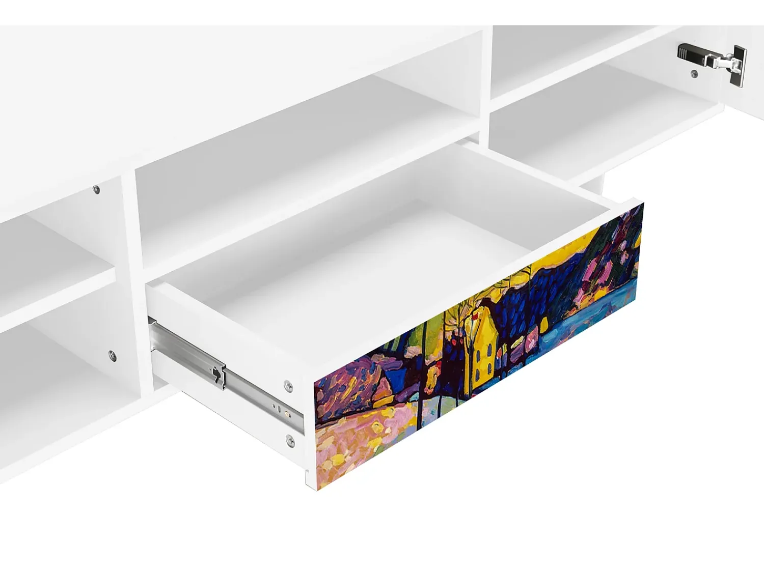New Mueble de TV - 170х59х41 cm - T6 - Winter Landscape, Branco Bege