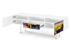 New Mueble de TV - 170х59х41 cm - T6 - Winter Landscape, Branco Bege