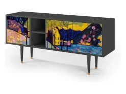 Móvel De Tv| Mueble de TV - 150х69х41 cm - T5 - Winter Landscape, Antracite Cinza antracite