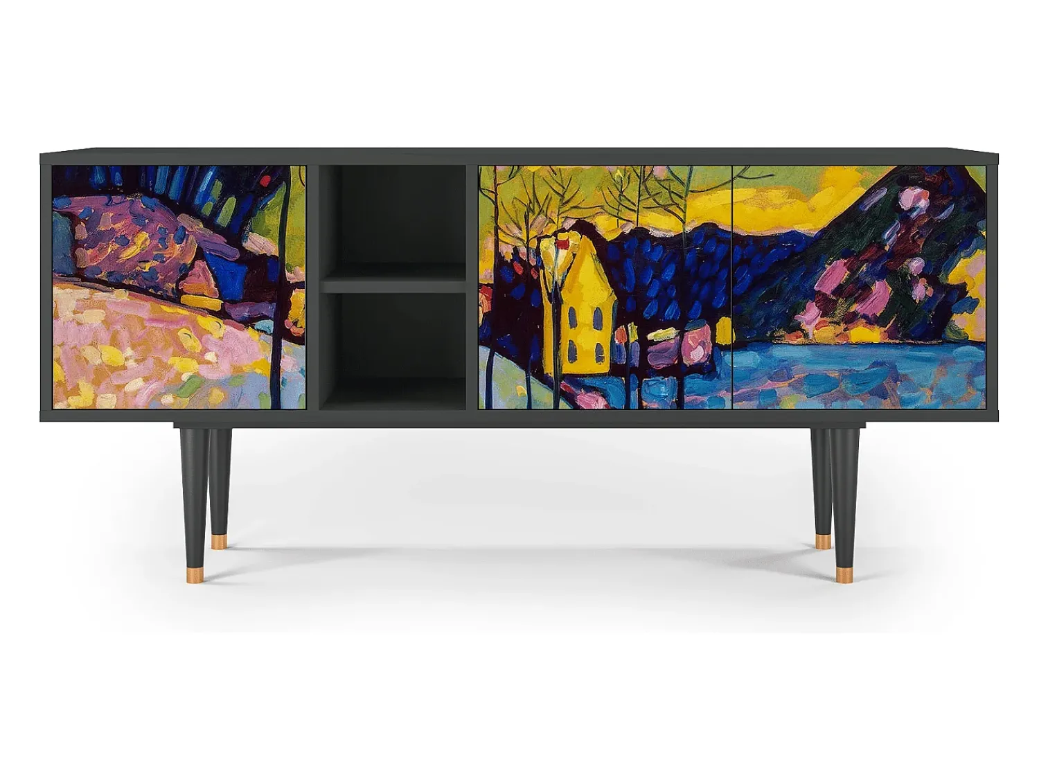 Móvel De Tv| Mueble de TV - 150х69х41 cm - T5 - Winter Landscape, Antracite Cinza antracite