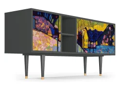 Móvel De Tv| Mueble de TV - 150х69х41 cm - T5 - Winter Landscape, Antracite Cinza antracite