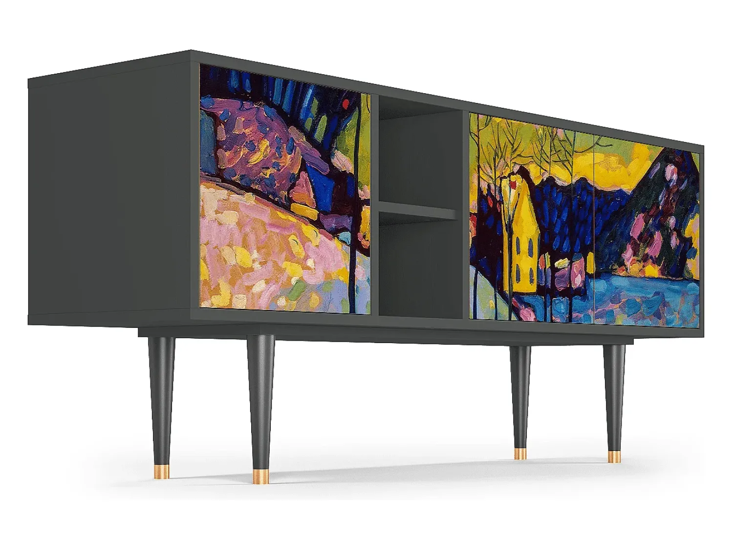 Móvel De Tv| Mueble de TV - 150х69х41 cm - T5 - Winter Landscape, Antracite Cinza antracite