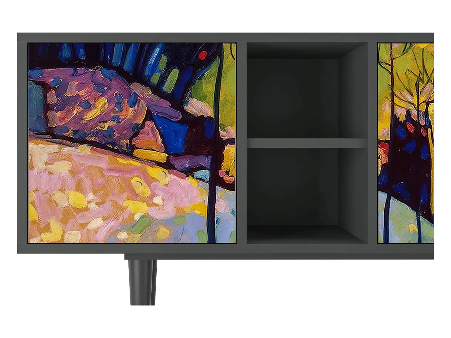 Móvel De Tv| Mueble de TV - 150х69х41 cm - T5 - Winter Landscape, Antracite Cinza antracite
