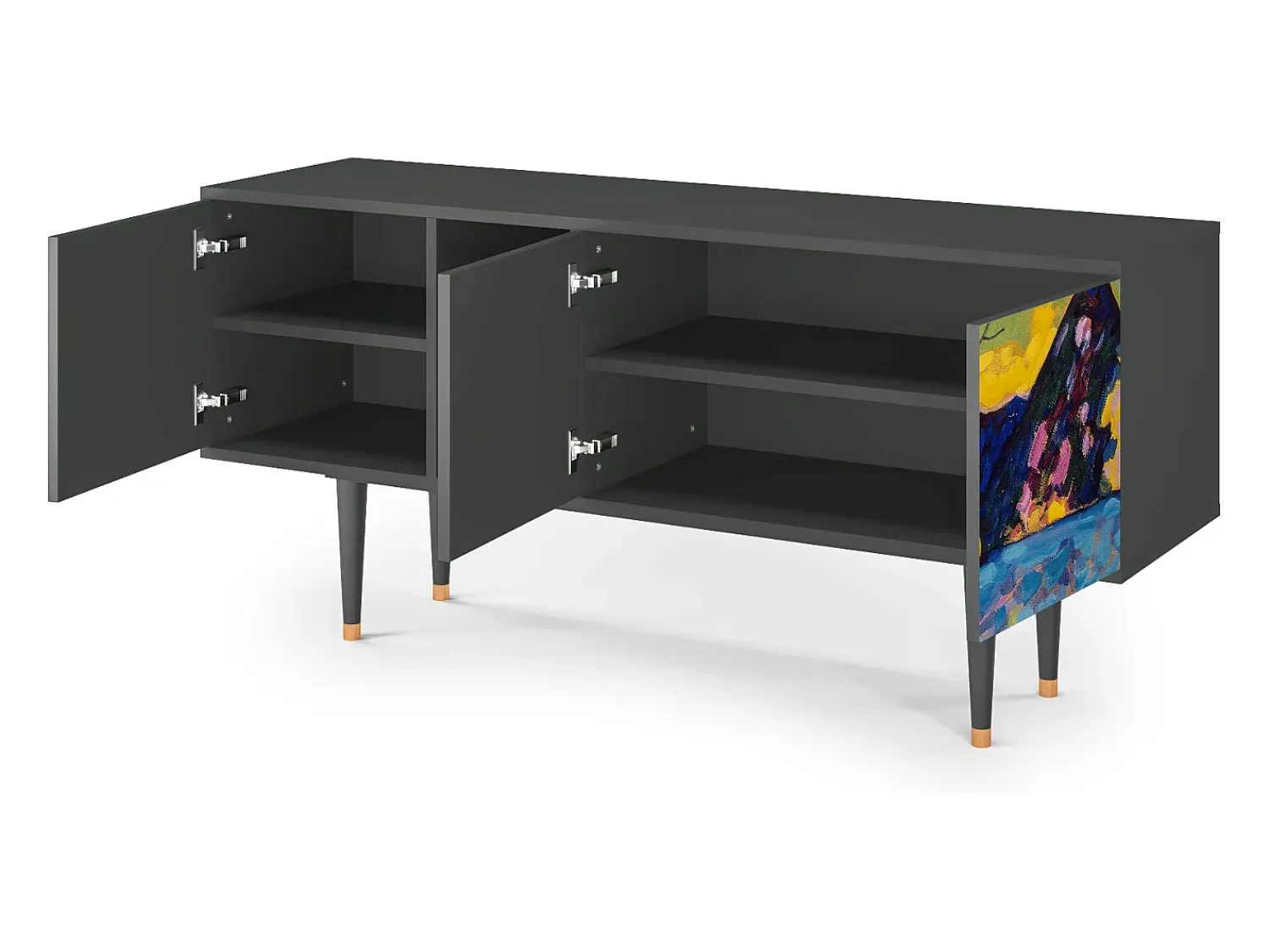 Móvel De Tv| Mueble de TV - 150х69х41 cm - T5 - Winter Landscape, Antracite Cinza antracite