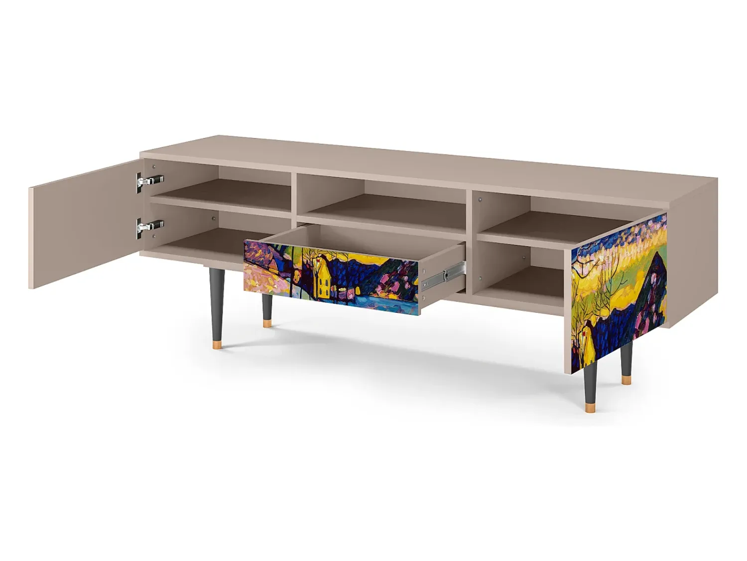 Móvel De Tv| Mueble de TV - 170х59х41 cm - T6 - Winter Landscape, Latte Bege