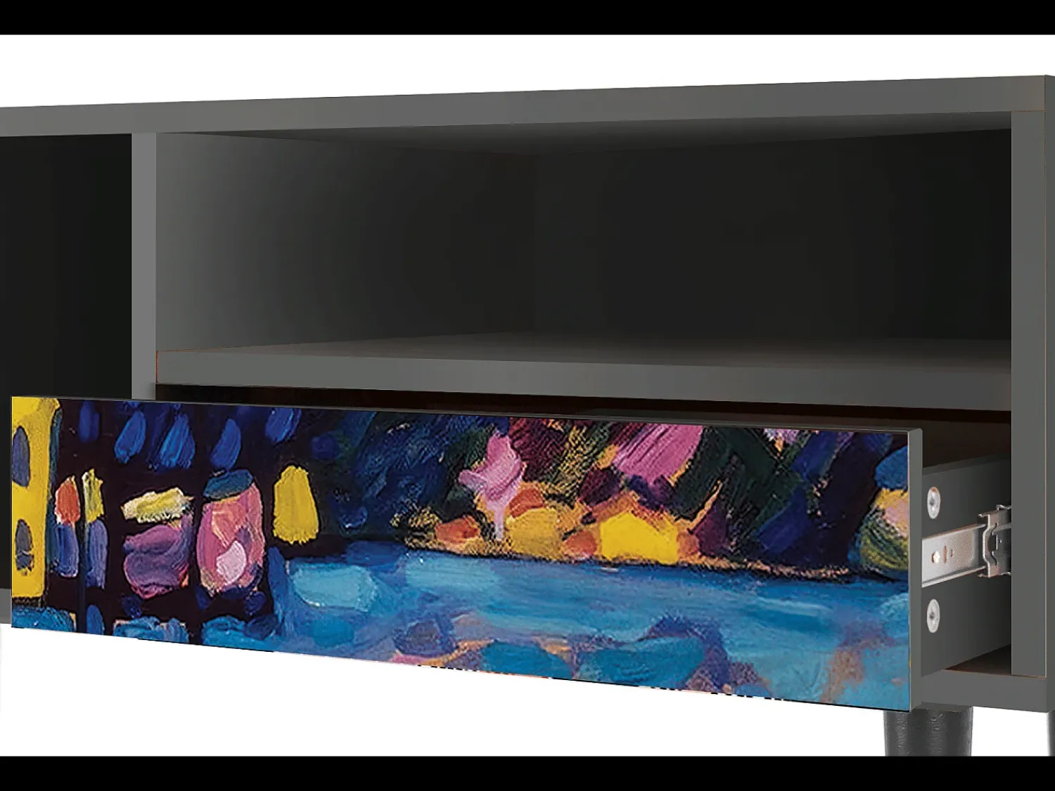 Mueble de TV - 115х59х48 cm - T3 - Winter Landscape, Antracite Cinza antracite