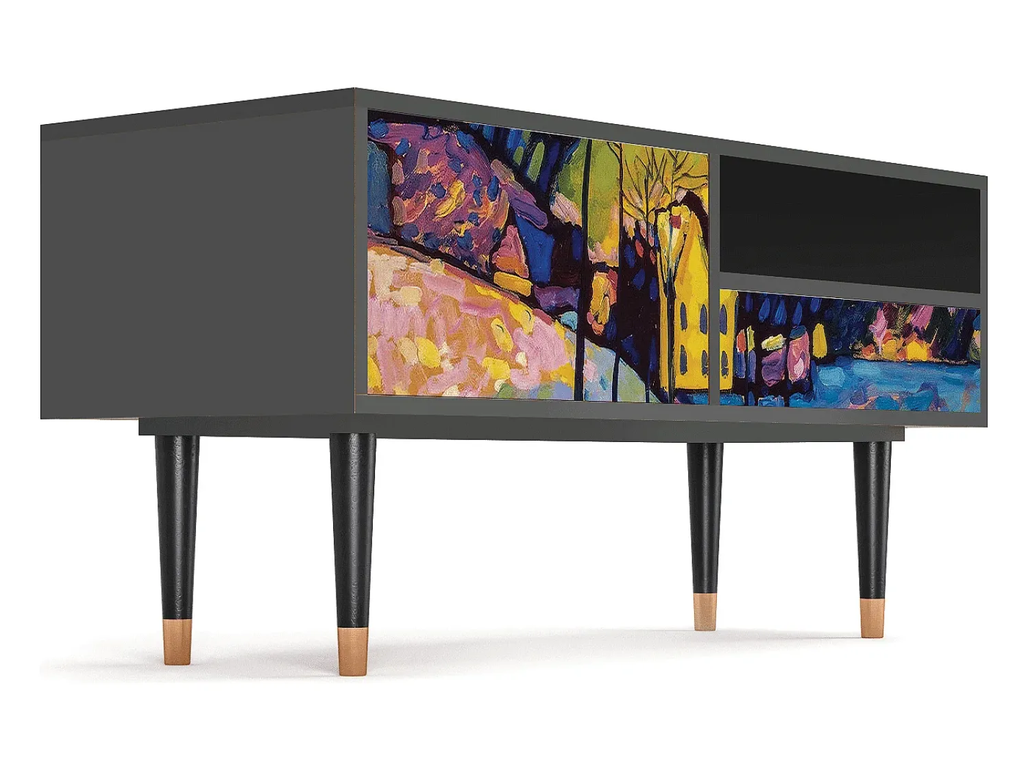Mueble de TV - 115х59х48 cm - T3 - Winter Landscape, Antracite Cinza antracite