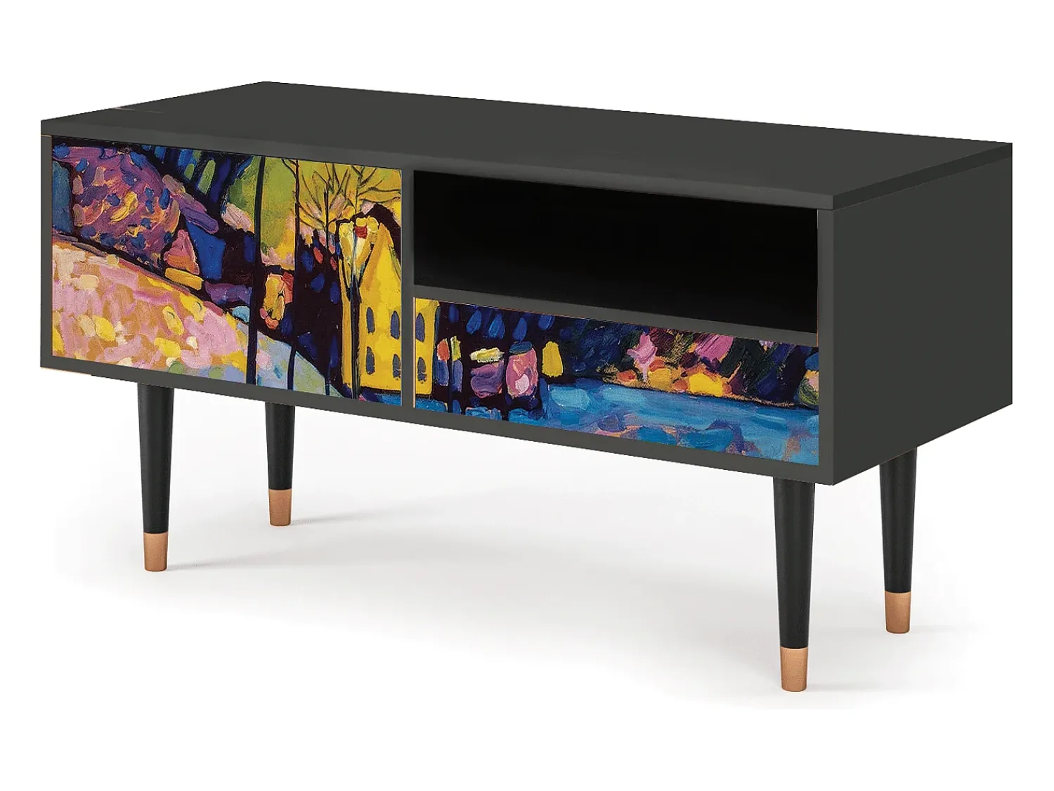 Mueble de TV - 115х59х48 cm - T3 - Winter Landscape, Antracite Cinza antracite