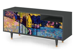 Best Mueble de TV - 125х56х41 cm - T7 - Winter Landscape, Antracite Cinza antracite