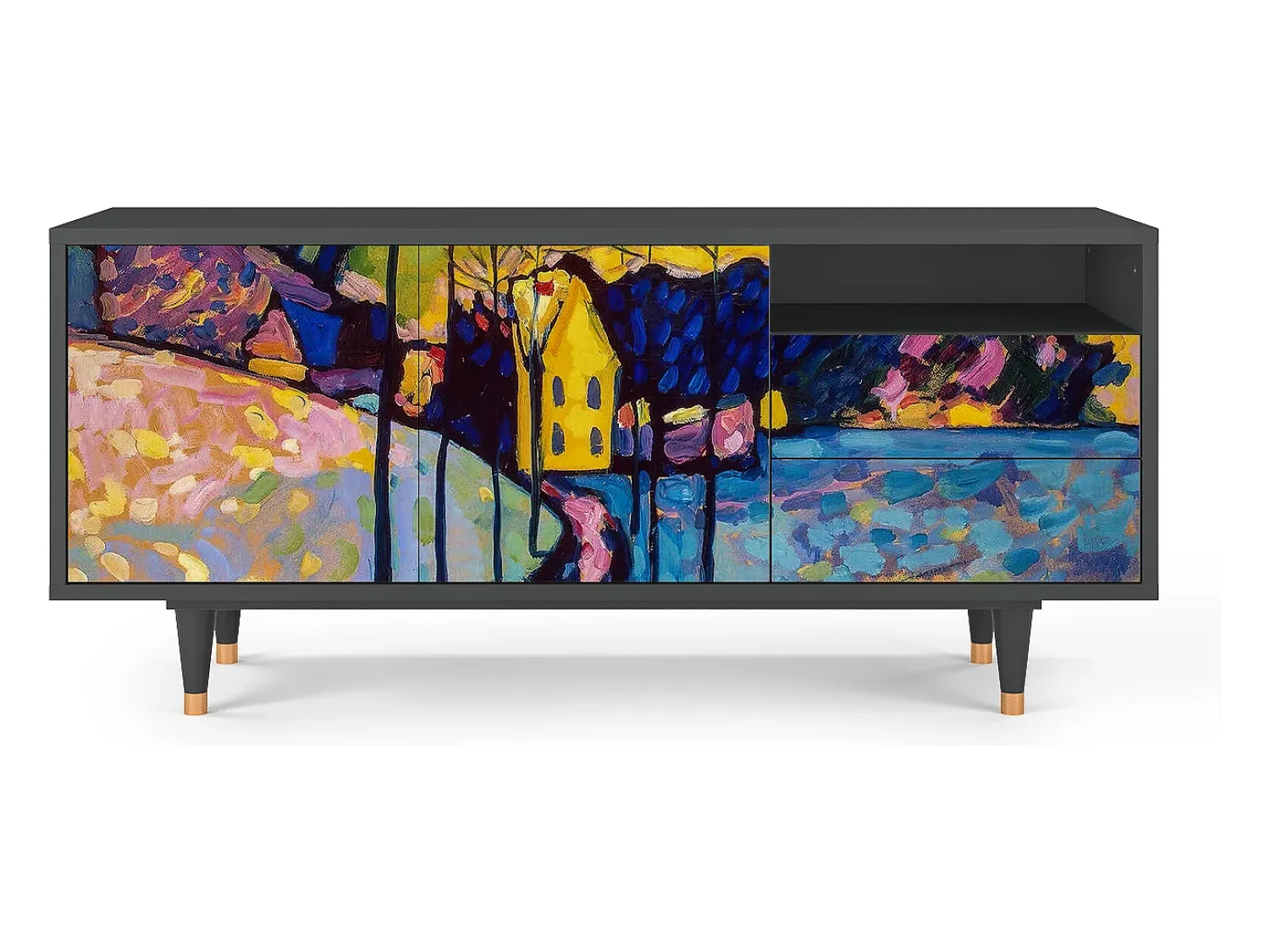 Best Mueble de TV - 125х56х41 cm - T7 - Winter Landscape, Antracite Cinza antracite