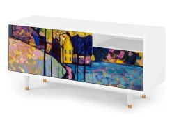Móvel De Tv| Mueble de TV - 125х56х41 cm - T7 - Winter Landscape, Branco Bege