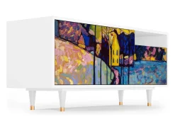 Móvel De Tv| Mueble de TV - 125х56х41 cm - T7 - Winter Landscape, Branco Bege