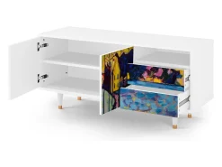 Móvel De Tv| Mueble de TV - 125х56х41 cm - T7 - Winter Landscape, Branco Bege