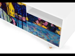 Móvel De Tv| Mueble de TV - 125х56х41 cm - T7 - Winter Landscape, Branco Bege