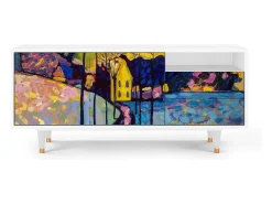 Móvel De Tv| Mueble de TV - 125х56х41 cm - T7 - Winter Landscape, Branco Bege
