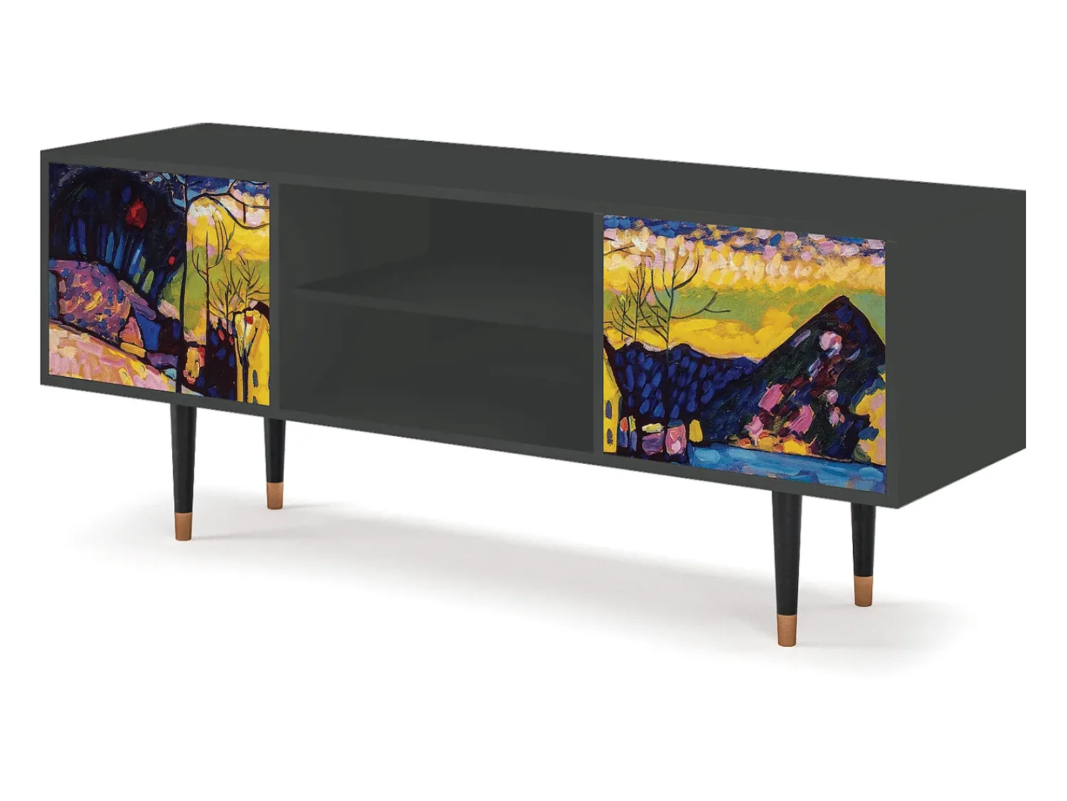 Móvel De Tv| Mueble de TV - 170х69х48 cm - T2 - Winter Landscape, Antracite Cinza antracite