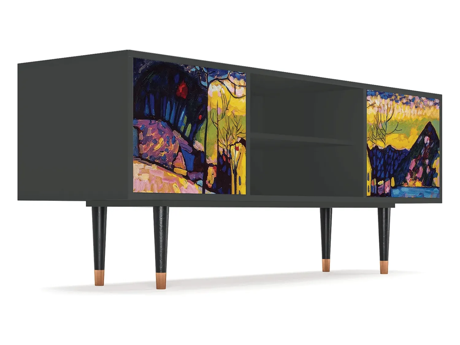Móvel De Tv| Mueble de TV - 170х69х48 cm - T2 - Winter Landscape, Antracite Cinza antracite