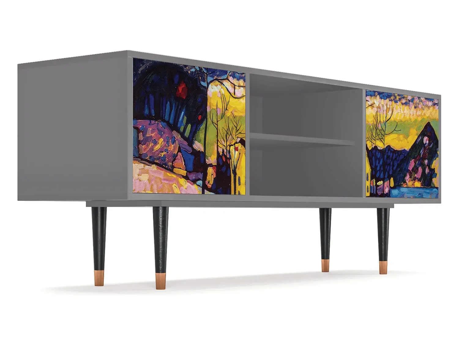 Móvel De Tv| Mueble de TV - 170х69х48 cm - T2 - Winter Landscape, Cinza Cinzento