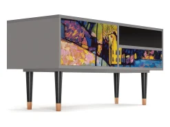 Móvel De Tv| Mueble de TV - 115х59х48 cm - T3 - Winter Landscape, Cinza Cinzento