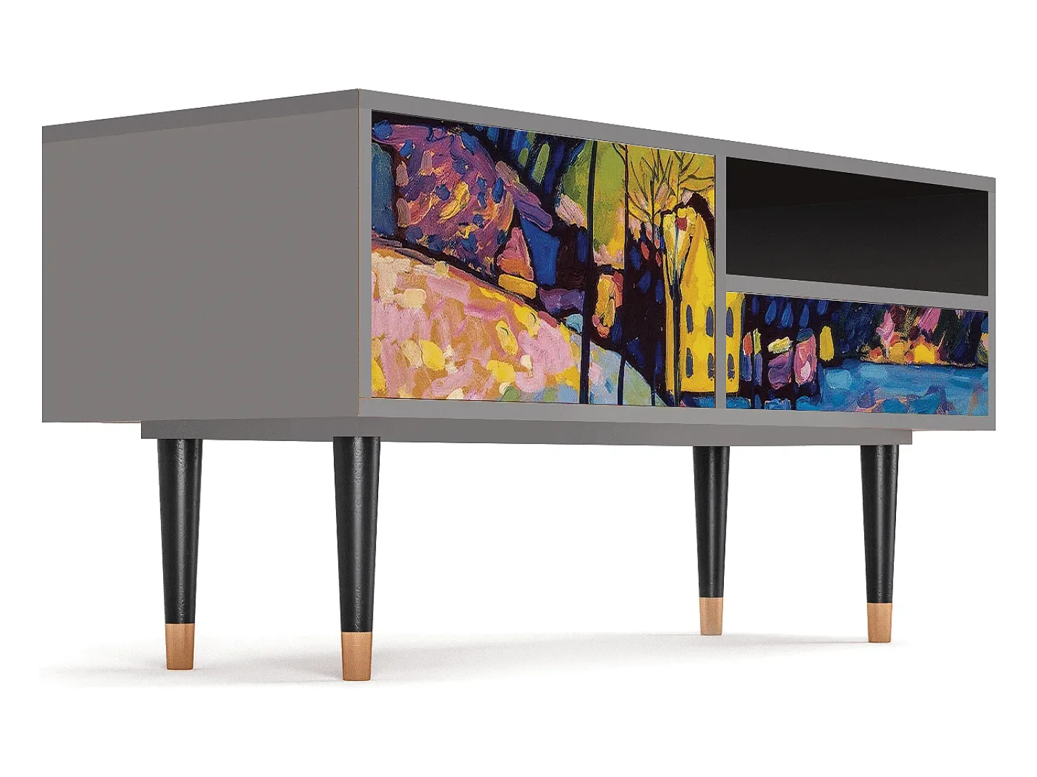 Móvel De Tv| Mueble de TV - 115х59х48 cm - T3 - Winter Landscape, Cinza Cinzento