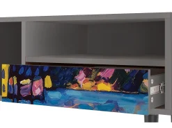Móvel De Tv| Mueble de TV - 115х59х48 cm - T3 - Winter Landscape, Cinza Cinzento