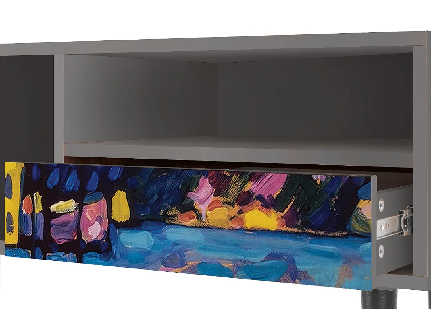 Móvel De Tv| Mueble de TV - 115х59х48 cm - T3 - Winter Landscape, Cinza Cinzento