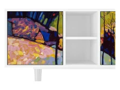 Mueble de TV - 150х69х41 cm - T5 - Winter Landscape, Branco^ Móvel De Tv
