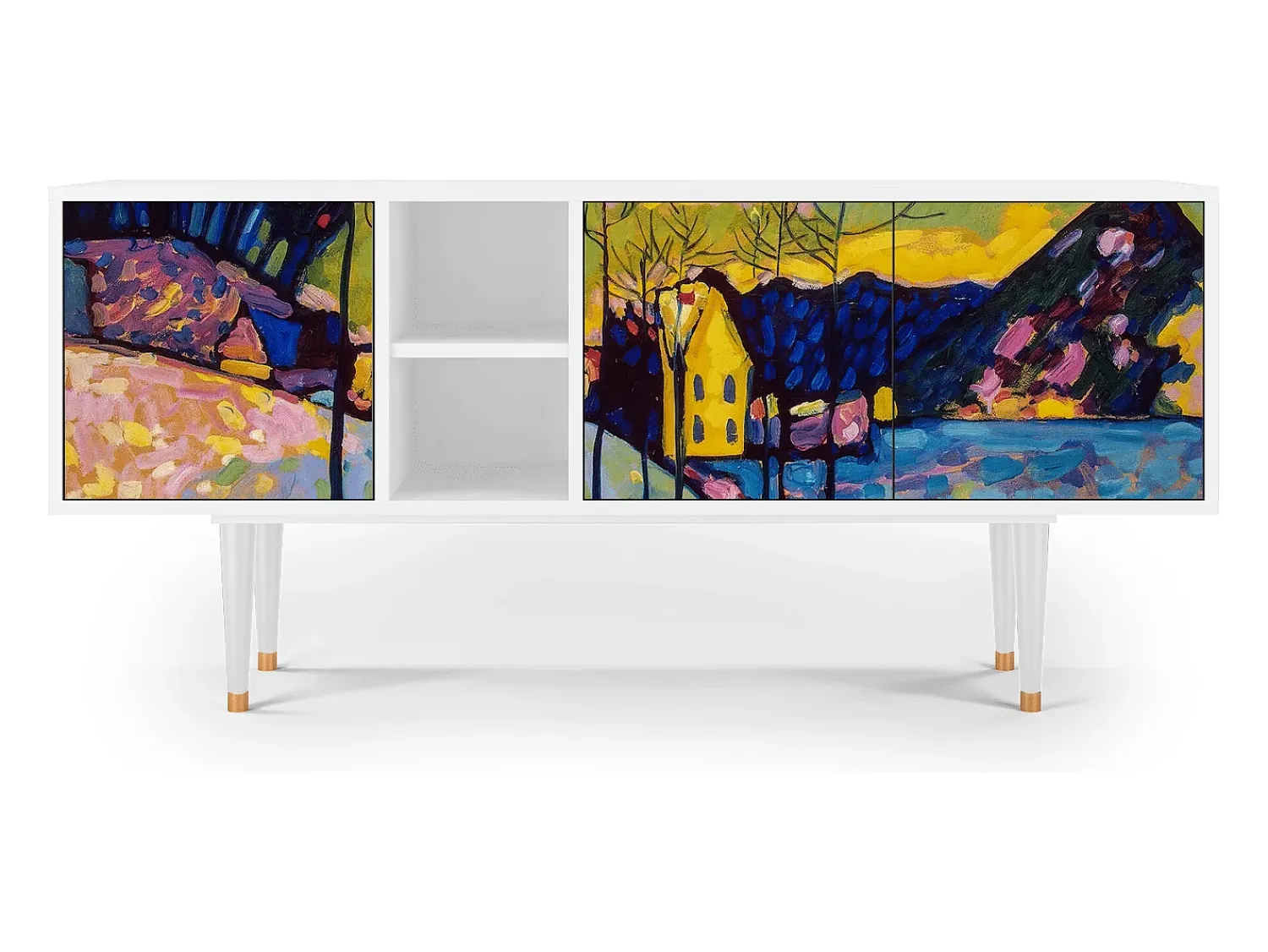 Mueble de TV - 150х69х41 cm - T5 - Winter Landscape, Branco^ Móvel De Tv