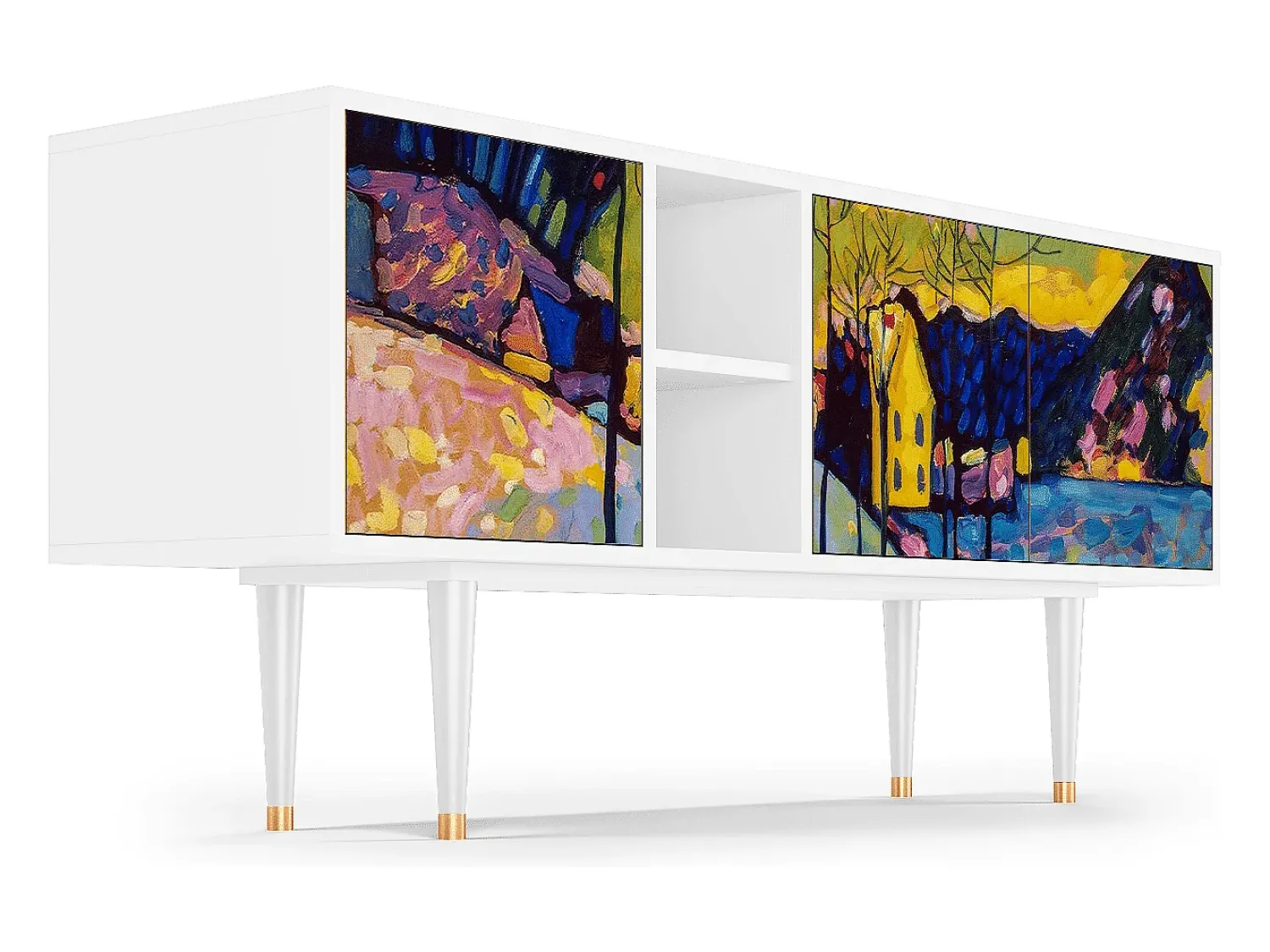 Mueble de TV - 150х69х41 cm - T5 - Winter Landscape, Branco^ Móvel De Tv