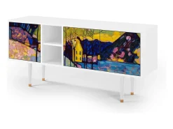 Mueble de TV - 150х69х41 cm - T5 - Winter Landscape, Branco^ Móvel De Tv