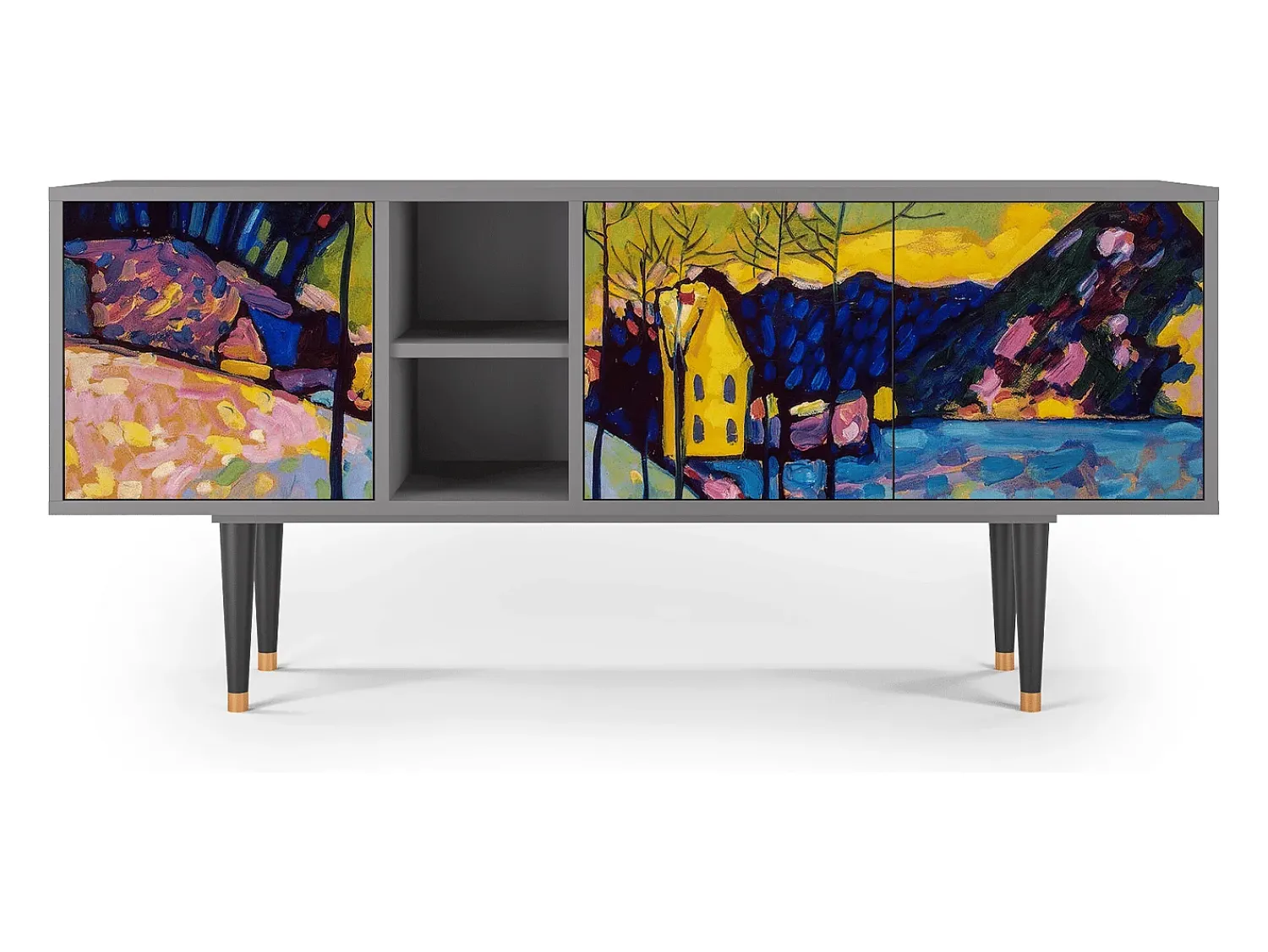 Clearance Mueble de TV - 150х69х41 cm - T5 - Winter Landscape, Cinza Cinzento