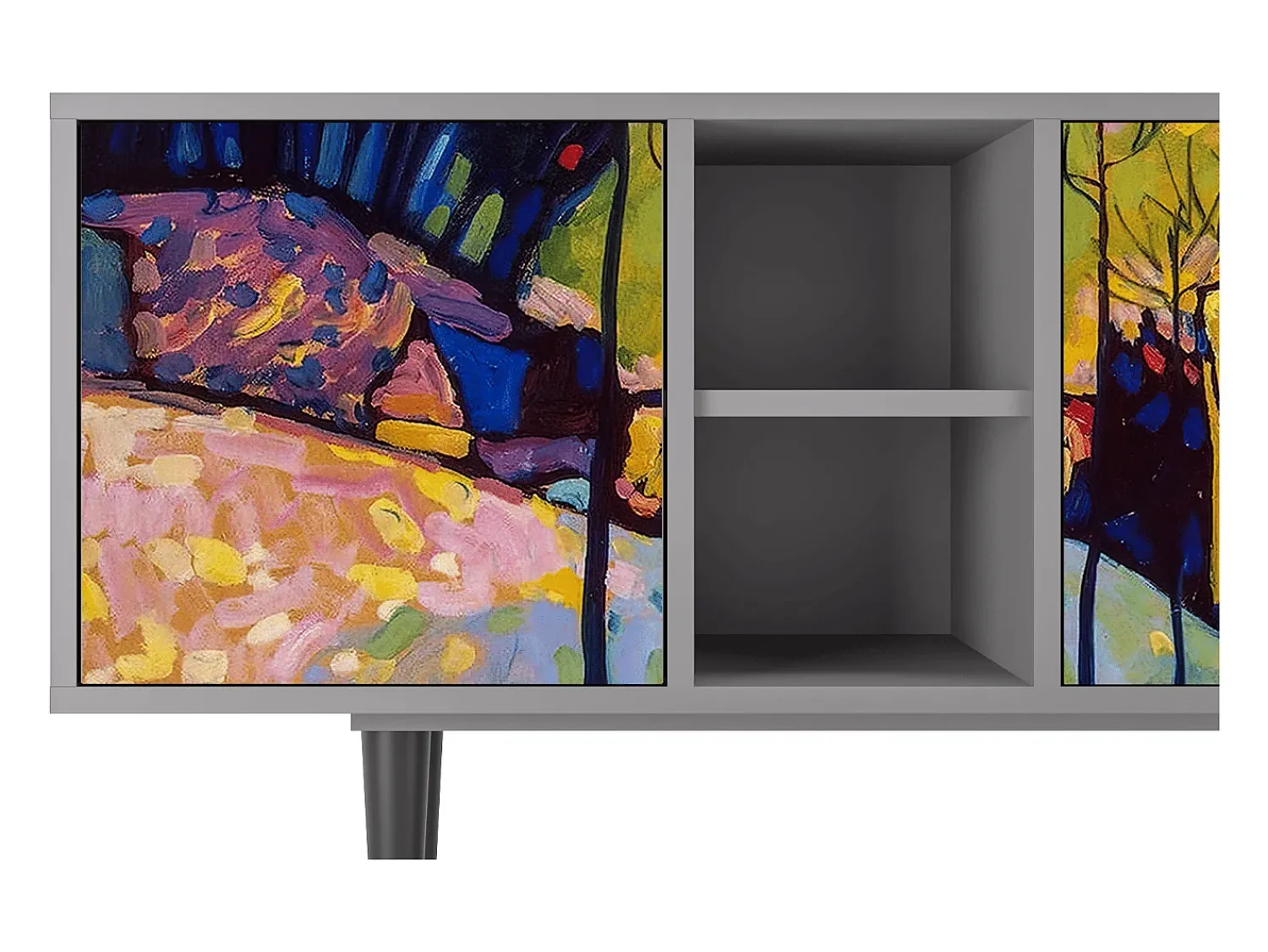 Clearance Mueble de TV - 150х69х41 cm - T5 - Winter Landscape, Cinza Cinzento