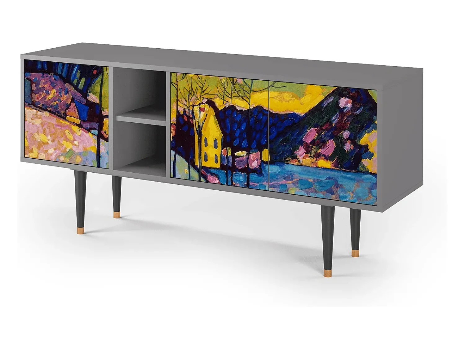 Clearance Mueble de TV - 150х69х41 cm - T5 - Winter Landscape, Cinza Cinzento