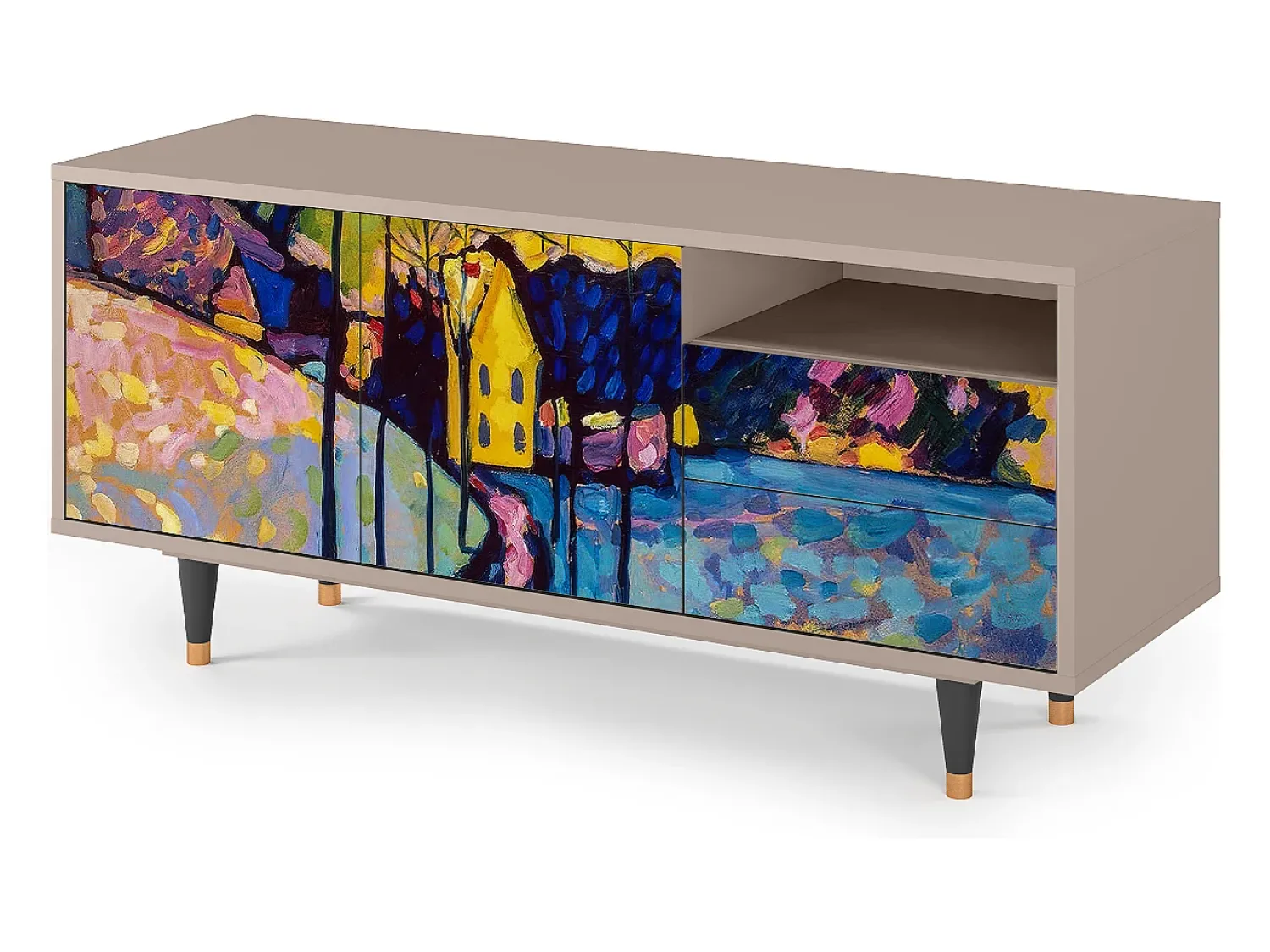 Best Mueble de TV - 125х56х41 cm - T7 - Winter Landscape, Latte Bege