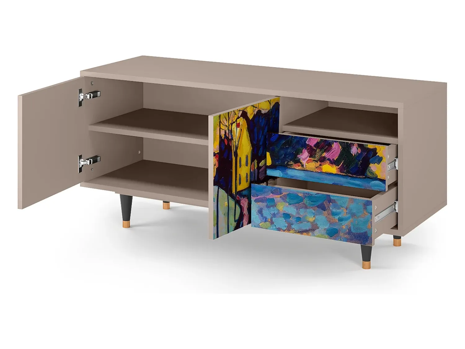 Best Mueble de TV - 125х56х41 cm - T7 - Winter Landscape, Latte Bege
