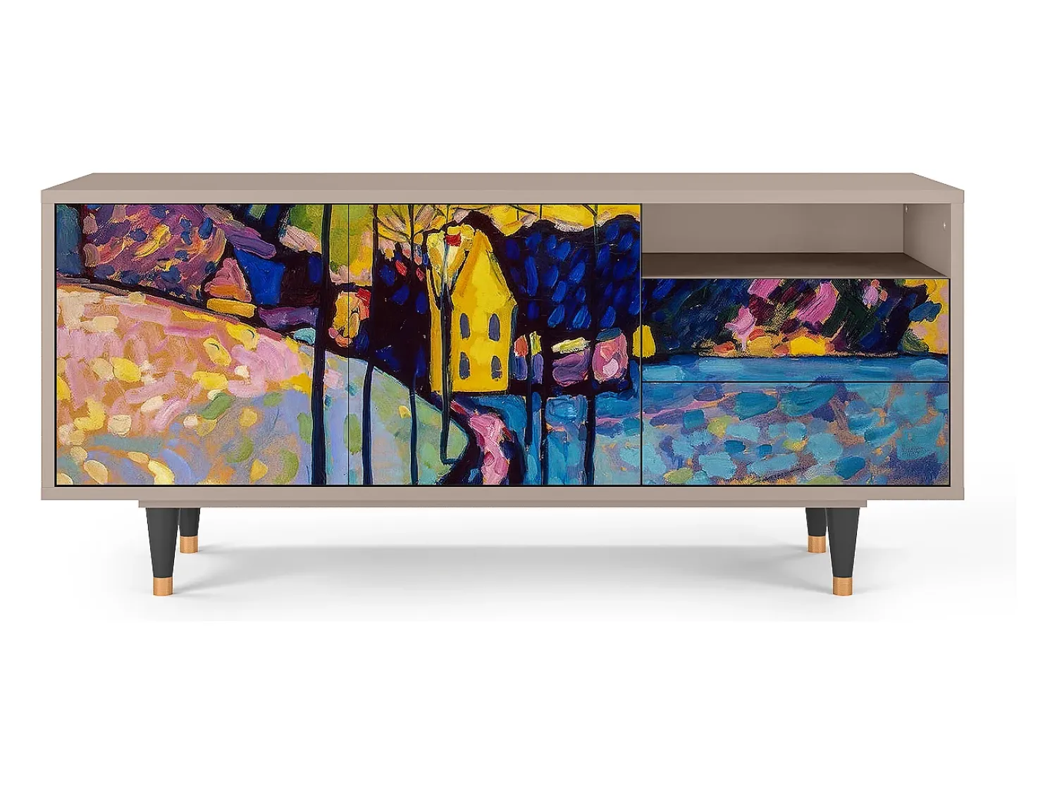 Best Mueble de TV - 125х56х41 cm - T7 - Winter Landscape, Latte Bege