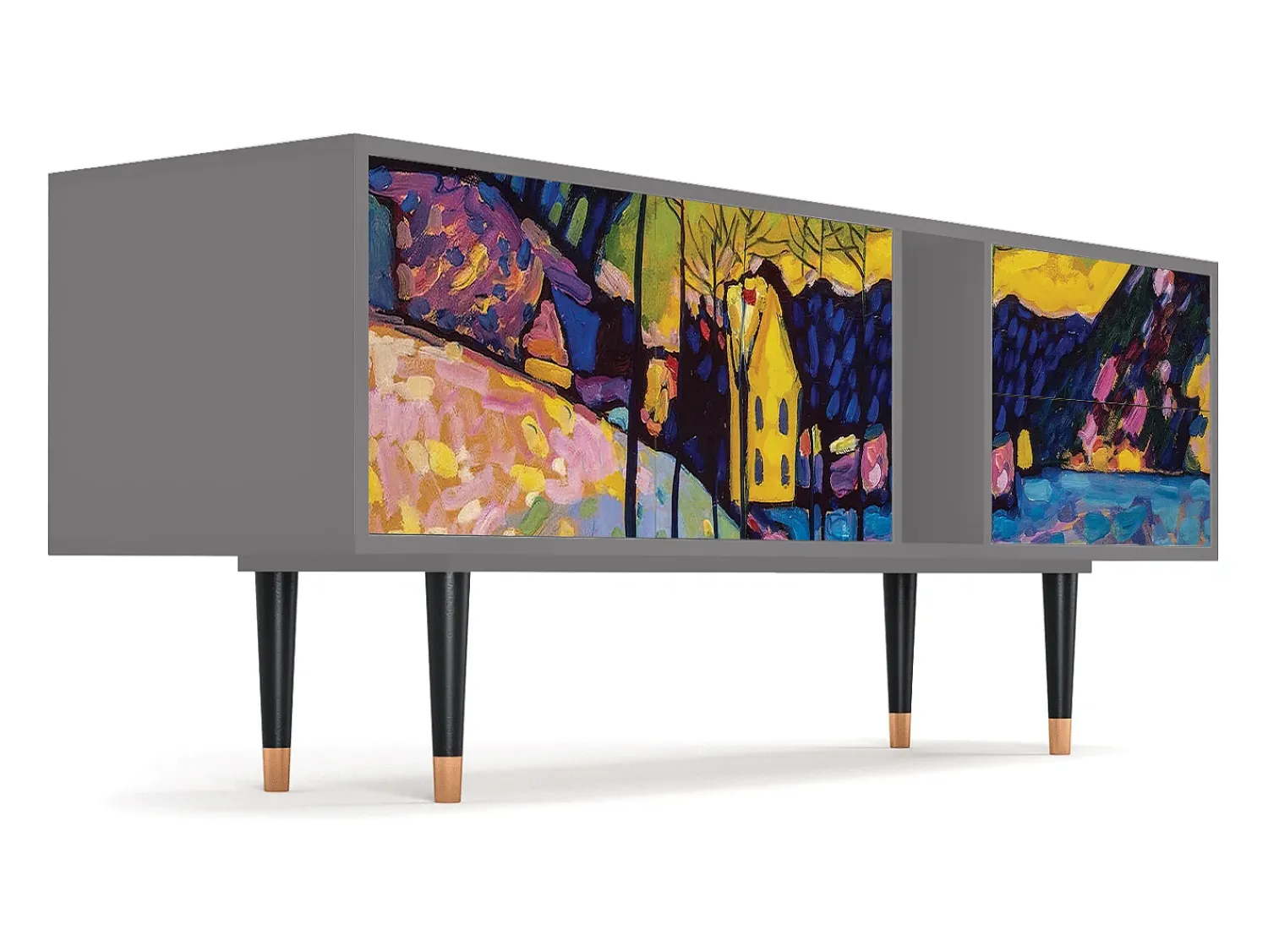 Móvel De Tv| Mueble de TV - 170х69х48 cm - T1 - Winter Landscape, Cinza Cinzento
